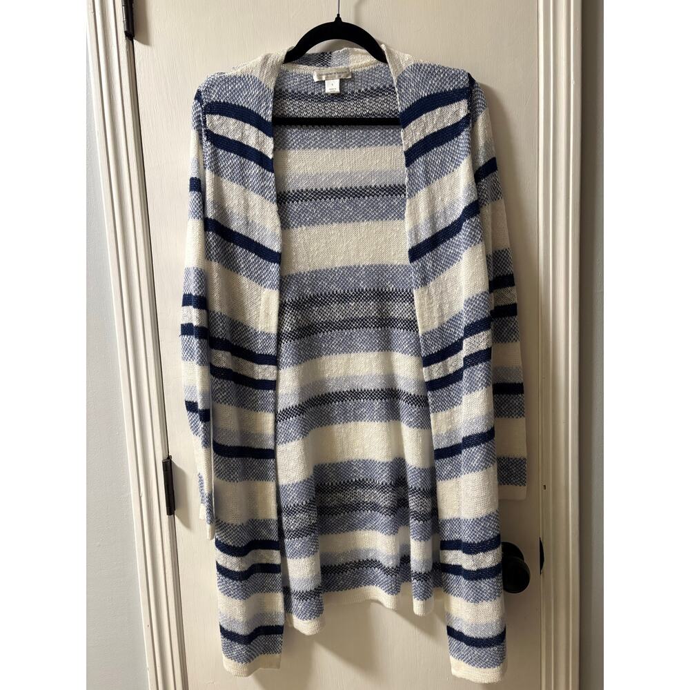 Christopher & Banks Blue And White Cardigan
